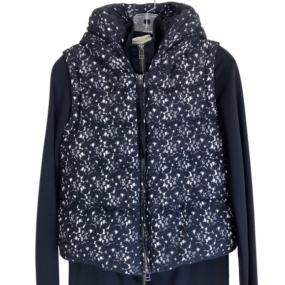 EIN Down Filled Hooded Vest & Scuba Jacket 2in1 Twofer Black Lace Zip-up 36 / XS - Picture 2 of 16
